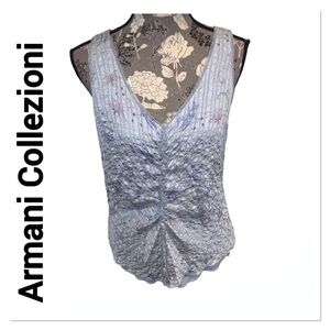 ARMANI COLLEZIONI Silk Sleeveless Blouse Light Blue size 14